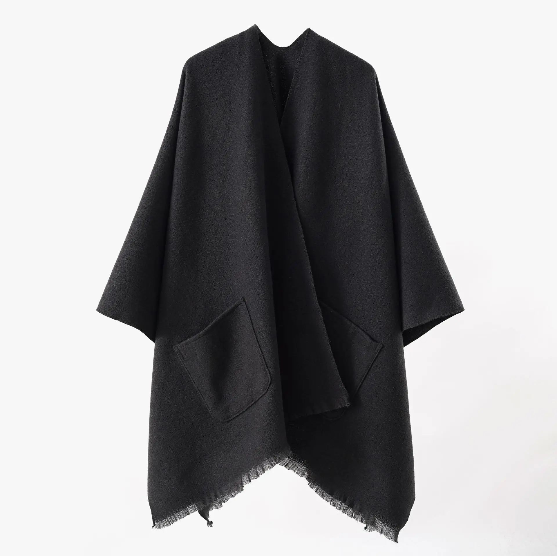 New cross-border Europe and the United States pure color shawl simple pocket warm Cape Europe and the United States high-end tra