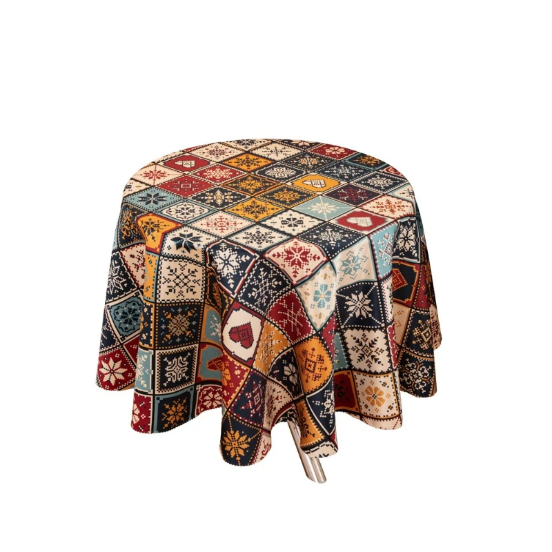 Bohemian tablecloth waterproof round tablecloth ethnic style retro fabric large round tablecloth hotel b&b decorative cloth