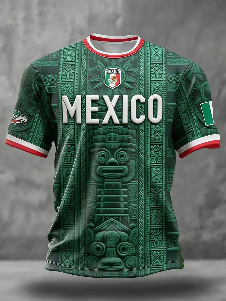 Nouveau T-shirt de football de l'équipe nationale mexicaine 2026, imprimé intégral, manches courtes, drapeau du Mexique, tenue d'entraînement sportive pour l'été