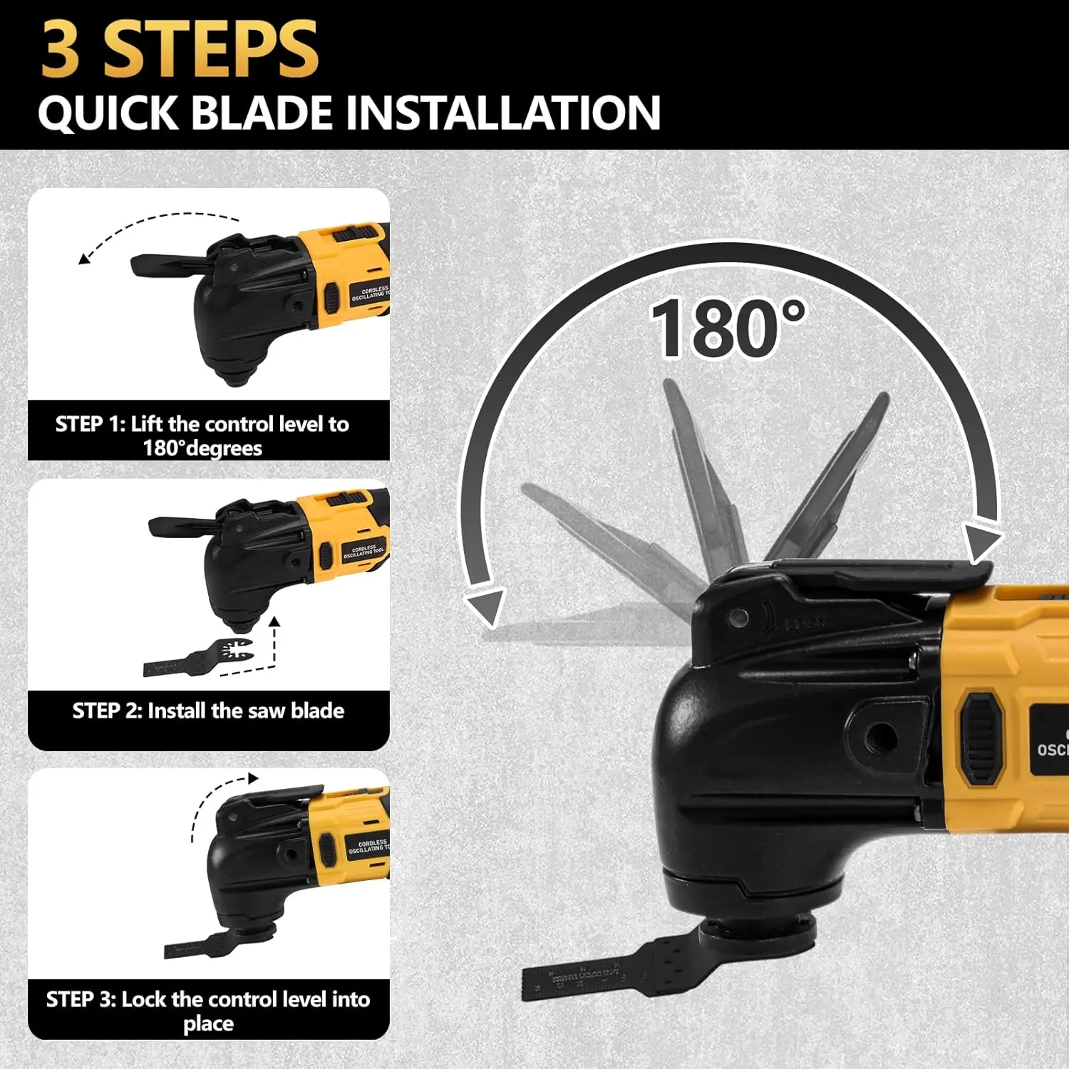 23pcs Brushless Oscillating Multi-tools Cordless Multi Tool for Cutting Woodworking Speed Tool for Dewalt 18/20V Battery