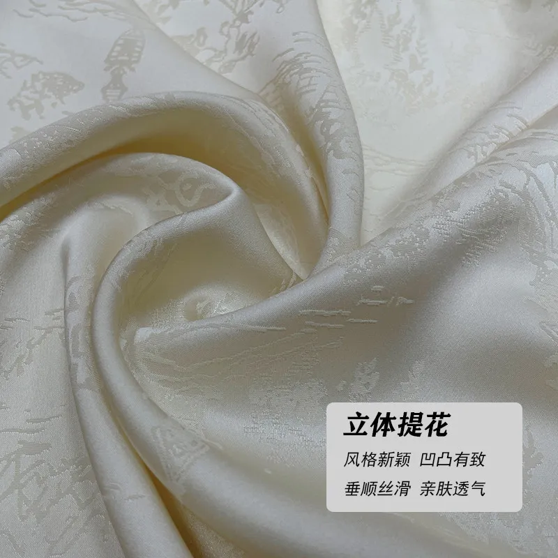 High-Grade Elastic Jacquard Acetate Fabric Satin Chinese Fabric Dress Cheongsam Silk Silk Texture