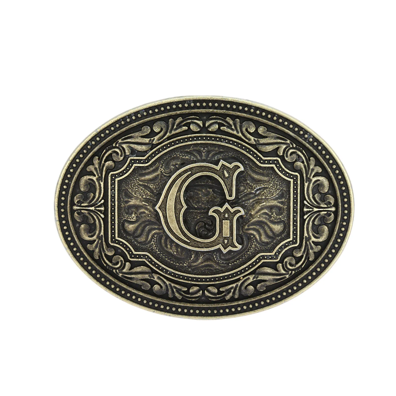 Retro Western Cowboy Oval Floral Letter ABC Belt Buckle Drop Shipping Fashionable Leather Accessory Classic Trend