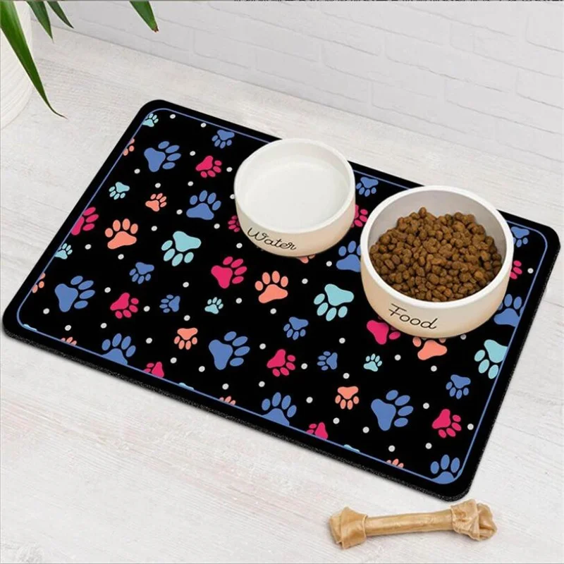 Rectangle Diatom Mud Pet Mat For Cat And Dog Food Splash Proof Pad Dirt Resistant Non Slip Easy To Clean Floor Rug 40*60CM