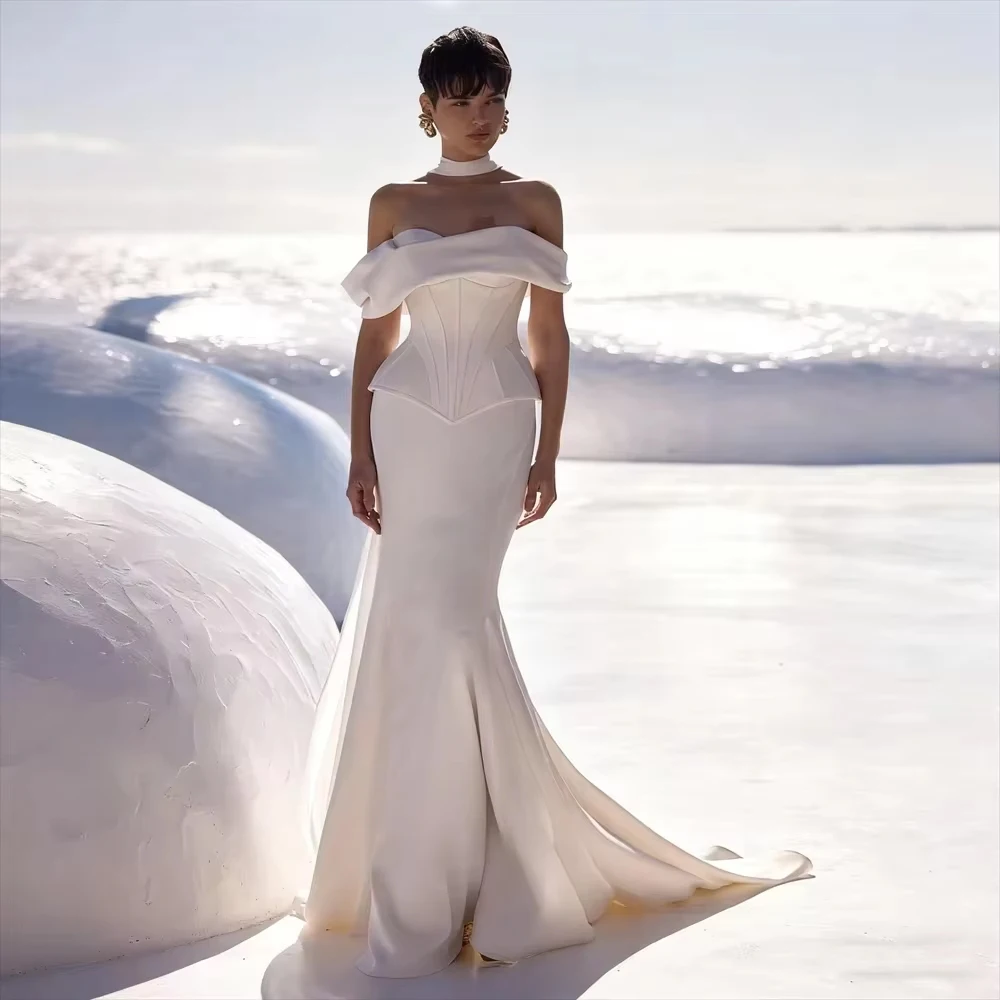 Customized High-end Sexy Sweetheart Wedding Dress For Woman Bride Collar Sleeveless  Mermaid Mopping Length Bridal Gown