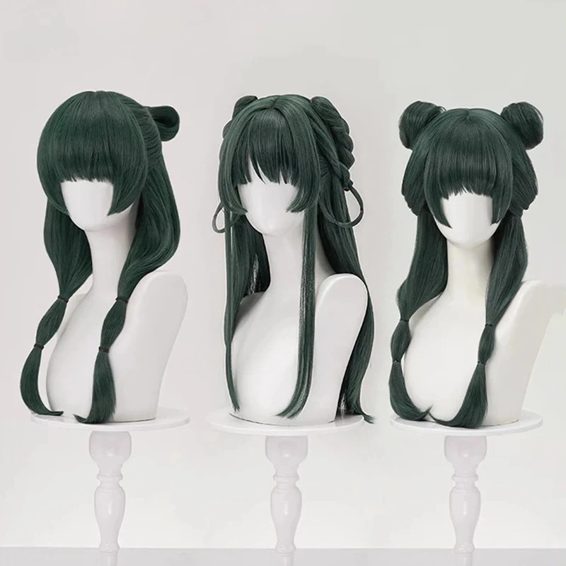 High Quality Maomao Cosplay Wig The Apothecary Diaries Dark Green Heat Resistant Synthetic Hair Party Anime Mao Mao Wigs +WigCap