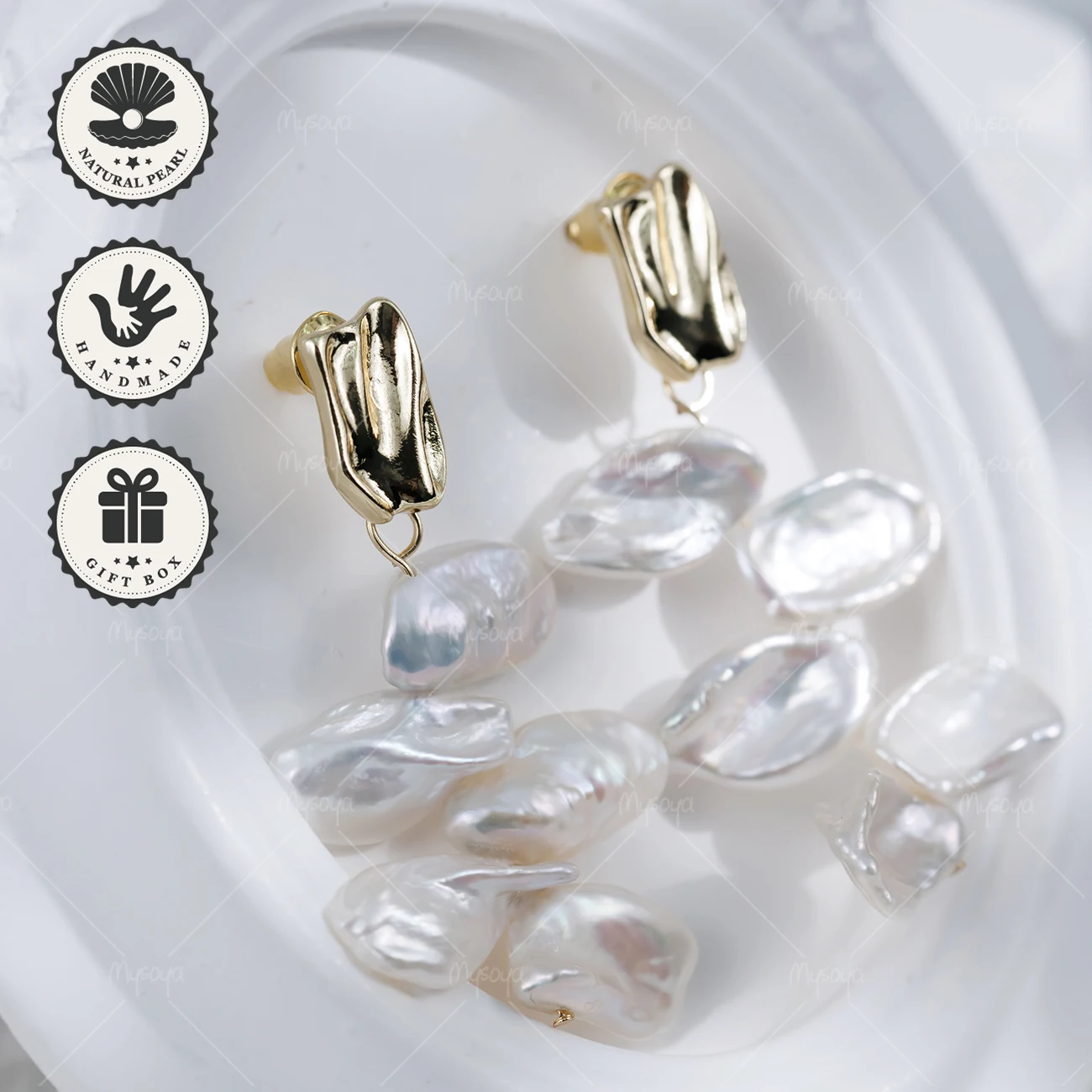 

Серьги-гвоздики MYSOYA с пресноводным жемчугом в стиле барокко, 7-9 мм, с золотистым нерегулярным дизайном, подарок на день рождения, День святого Валентина