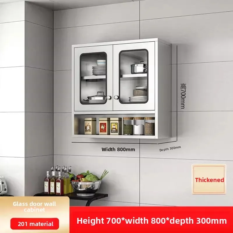 Easy Mount 304 Stainless Steel Overhead Cabinet Kitchen Corrosion Resistant Bathroom Wall Locker Multifunctional Balcony Storage