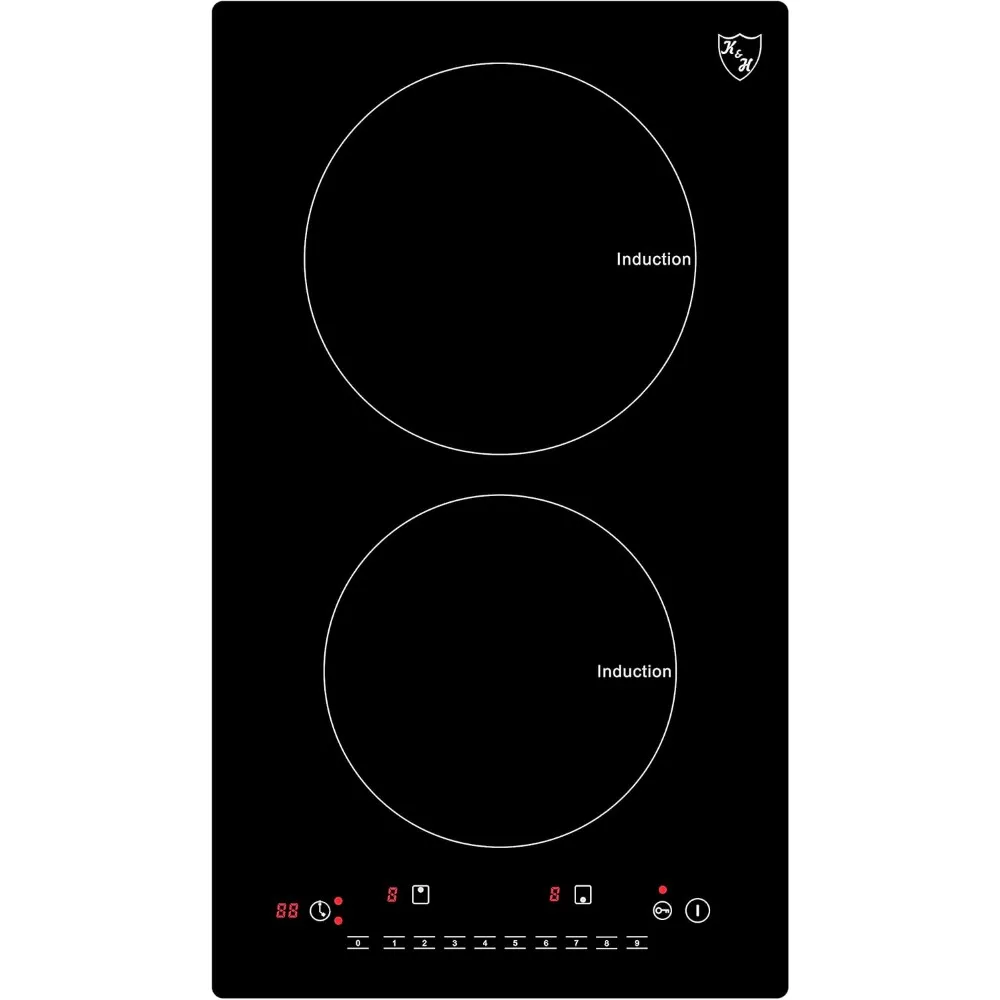 K&H 2 Brenner 12 Zoll integrierte Induktions-Elektroherdplatte Keramikkochfeld 120 V 1800 W INDV-1802-120