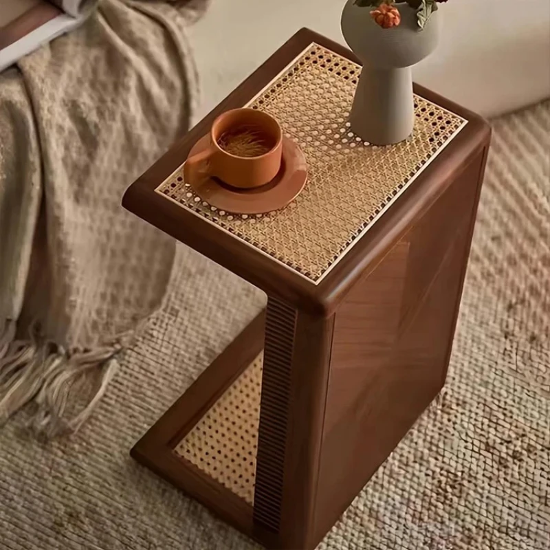 

Приставной столик из ротанга во французском стиле — портативный деревянный торцевой столик для дивана/спальни (винтажный, узкий, многофункциональный, компактный