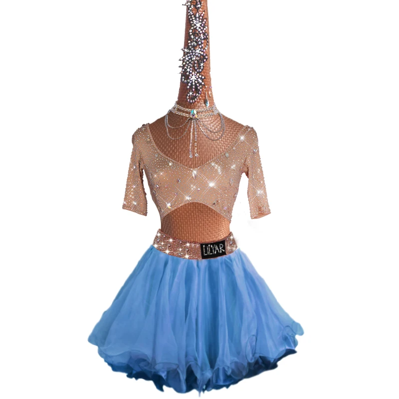 Latin dance competition costumes, performance costumes, half skirts, colorful dance skirts, short skirts, various colors