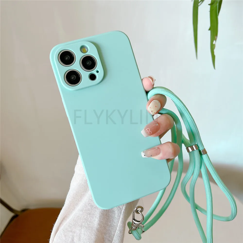 Necklace Strap Cord Crossbody Lanyard Liquid Silicone Case For Xiaomi Redmi Note 13 Pro Plus 4G 5G Camera Protector Cover Funda