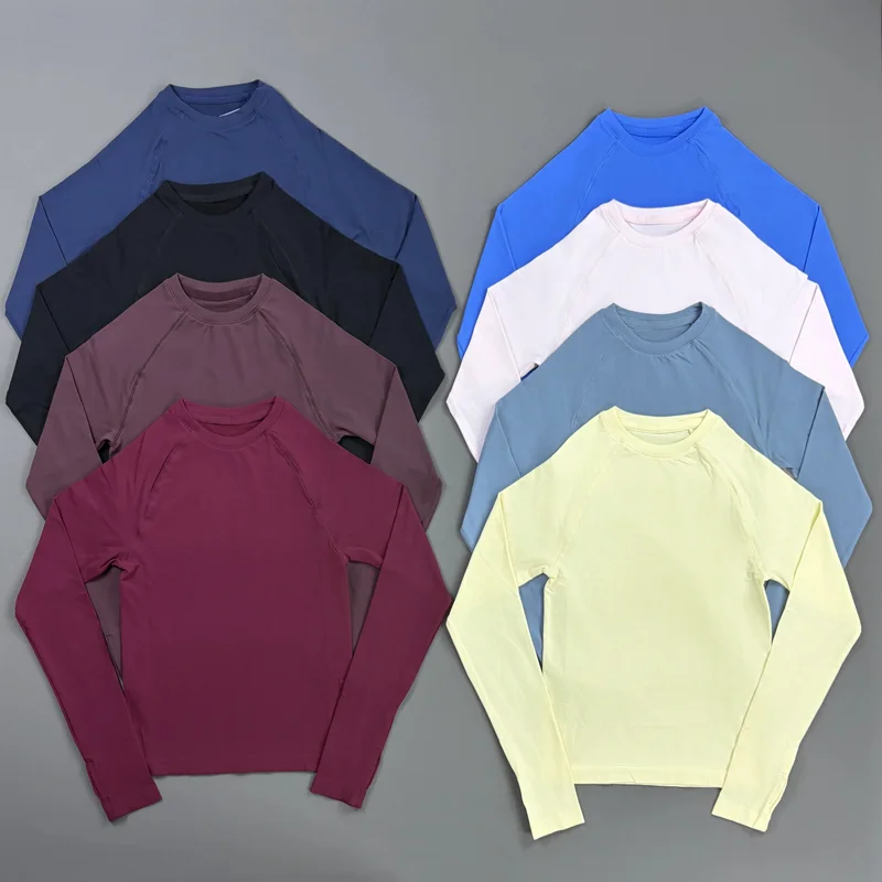 HISTELLO Defy Langarm-Workout-Top für Damen, Nahtloses Gym-Sportshirt mit Daumenlöchern, Slim Fit Sportshirt für Laufen, Yoga und Fitness – Detail 9