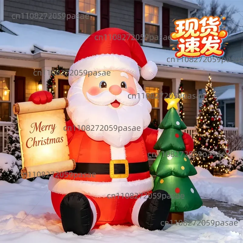 Cross-border new Santa couplet, Christmas tree smile luminous inflatable Christmas decoration garden ornament