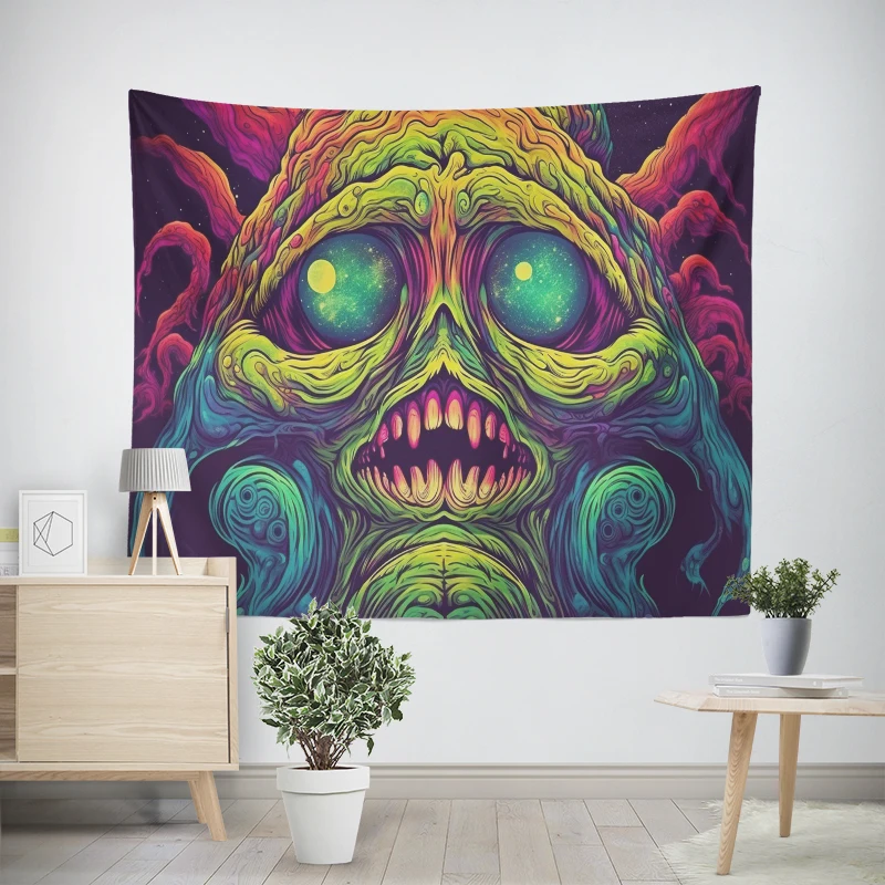 Tapeçaria de parede para decoração de quarto, quarto moderno, quarto estético, arte da parede, tecido grande, halloween, engraçado, outono