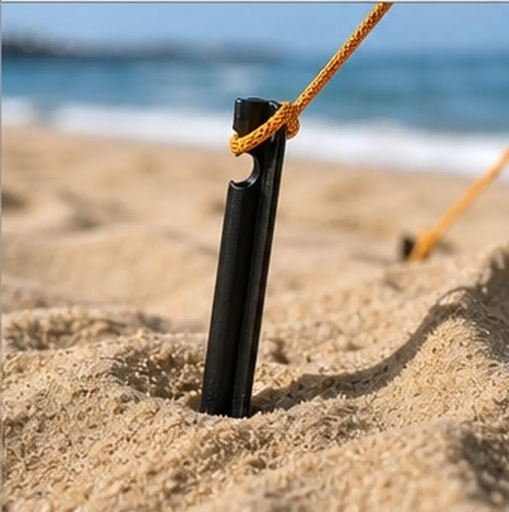 10Pcs Black Aluminium Sand Snow Tent Pegs 18Cm V-Shaped Lightweight Scooped Design with Shaft Holes for Extra Anchoring Power in