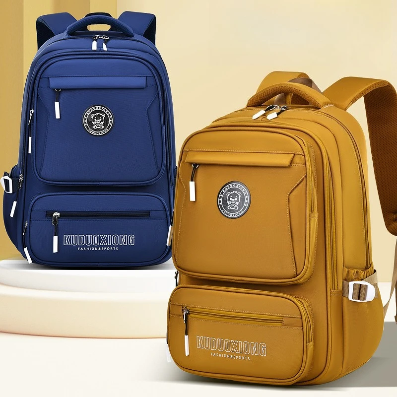 Secondary School Students Schoolbag Teenage Boys Backpack Large Capacity Travel Two-shoulder Bag Waterproof Wearable Rucksack