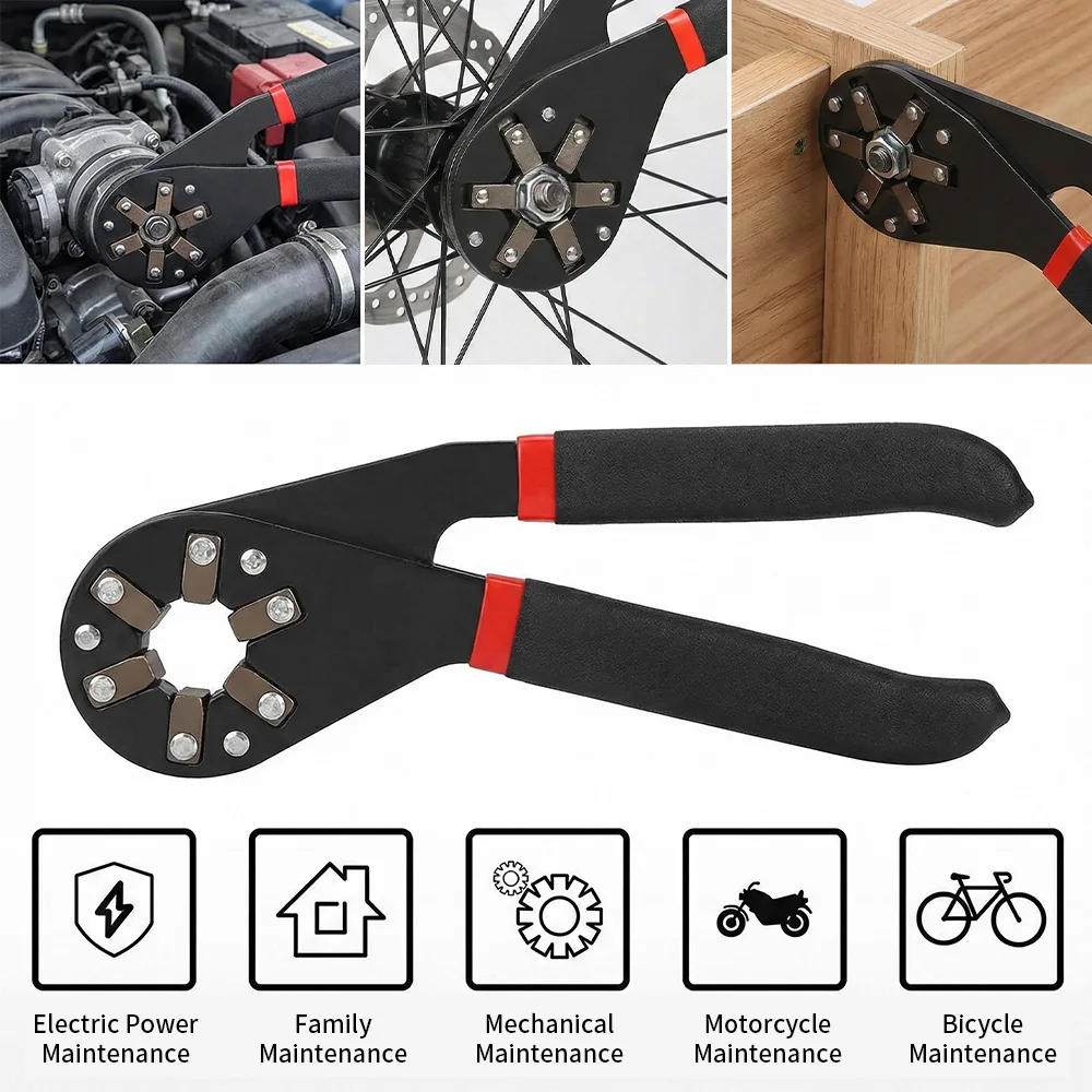 6inch/8 Inch ,Magic Wrench Household Maintenance Adjustable，Multi-purpose Hexagonal Alloy Steel Manual Clampable Movable Hexag