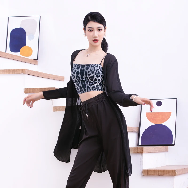

New Latin Dance Dress For Women Cardigan Long Shirts Latin Practice Clothes Long Sleeve Dress Samba Salsa Dance Costume BL6119