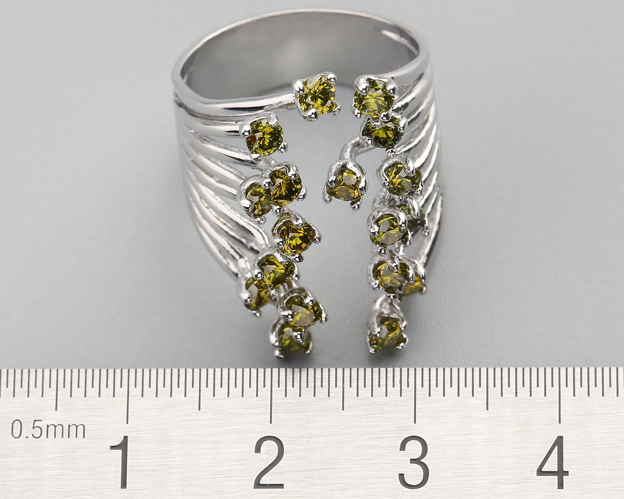 2*2mm Olivine Peridot 925 Sterling Silver Gemstone Ring Size5.5 6 7 8 9  Q1398-G