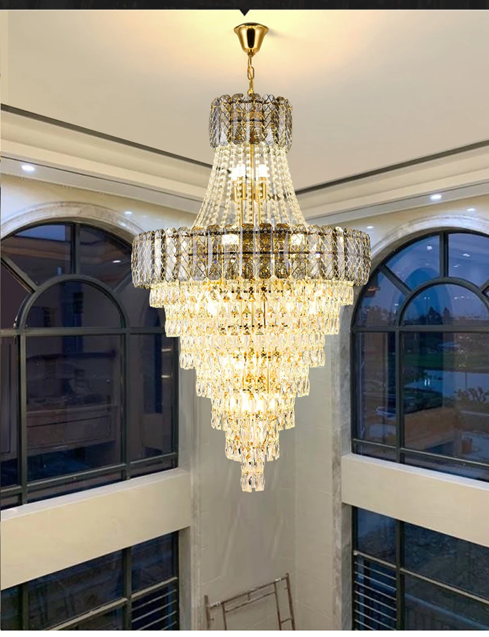 K9 Crystal Clear Amber Grey LED Chandelier