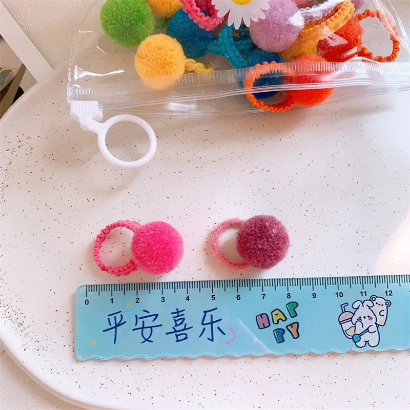 20pcs/set baby small Pompoms hair tie elastic hair rubber bands for girls ball hair rope kids mini scrunchies child headdress