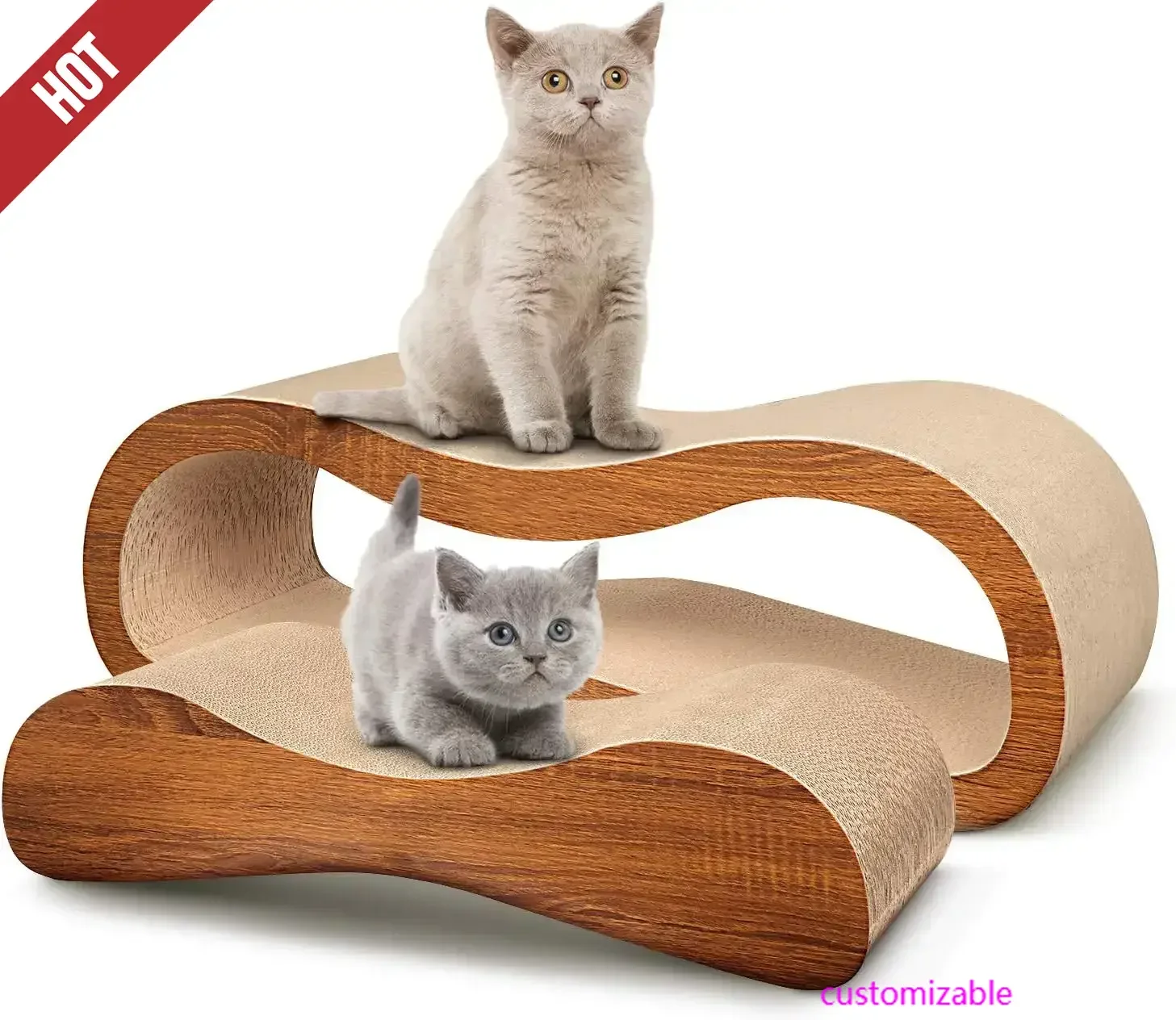 

2 in 1 Cat Scratcher Cardboard Lounge Bed, Cat Scratching Post, Durable Board Pads Prevents Furniture Damage,Large
