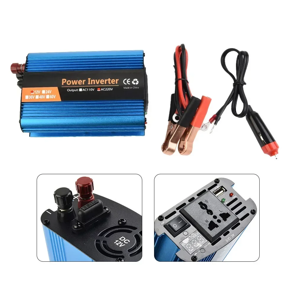 High Power Power Inverter Blue Modified Sine Wave W/Power Cord 1 Set 12V/24V-220V 4000W Accessories High Quality