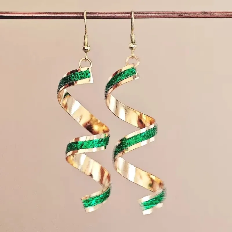New 2025 Green Color Women Earrings Geometric Statement Korean Fashion Crystal Elegant Dangle Earrings aretes de mujer modernos