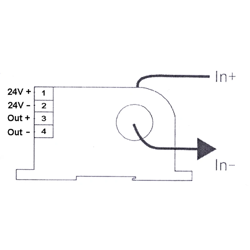 AC0-50A input 4-20mA output perforation ampere sensor din type through-hole current transmitter signal transducer