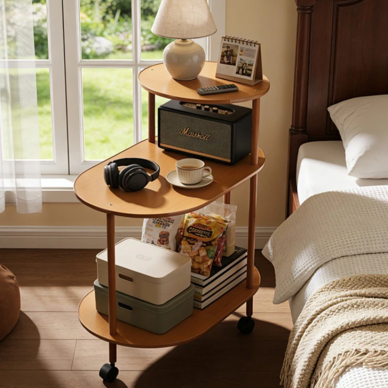 

Movable coffee table small apartment modern simple side cabinet light luxury living room Italian minimalist new sofa side cart