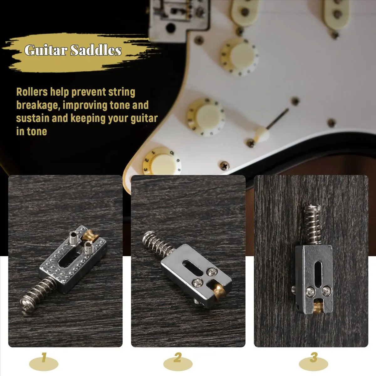 

Y405A HOT 6 Roller Bridge Tremolo Saddles With Wrench For Electric Guitar Chrome Color
