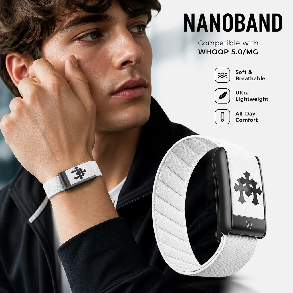 For WHOOP 5.0 MG Replacement Band Nylon Woven Cross Pattern Strap Metal U Frame Sport Wristband Fitness Bracelet Men Women