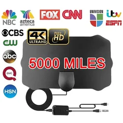 5000 Miles HD 8K 4K 1080P Indoor Digital TV Antenna 25DB HDTV Antena DVB-T DVB-T2 Cable TV Antena UHF VHF DTV Tv Antennas Aerial