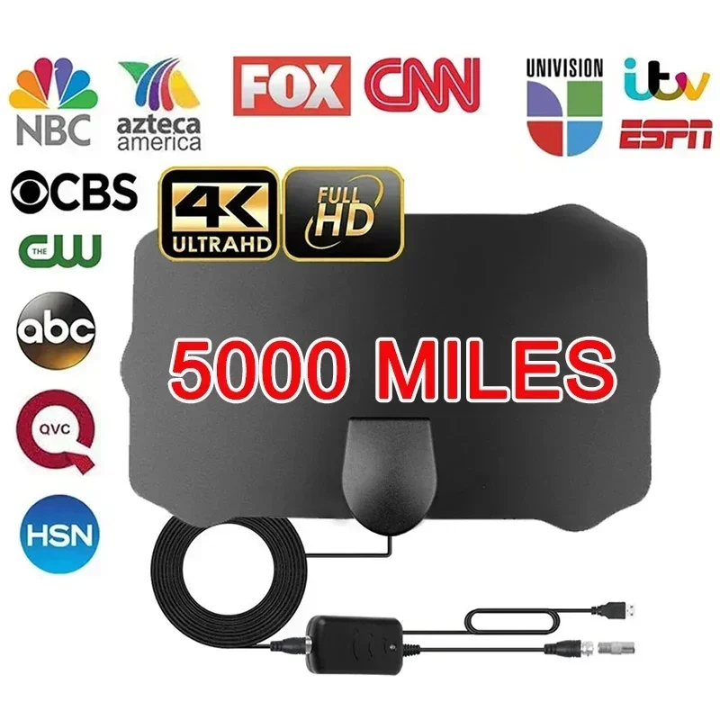 5000 Miles HD 8K 4K 1080P Indoor Digital TV Antenna 25DB HDTV Antena DVB-T DVB-T2 Cable TV Antena UHF VHF DTV Tv Antennas Aerial