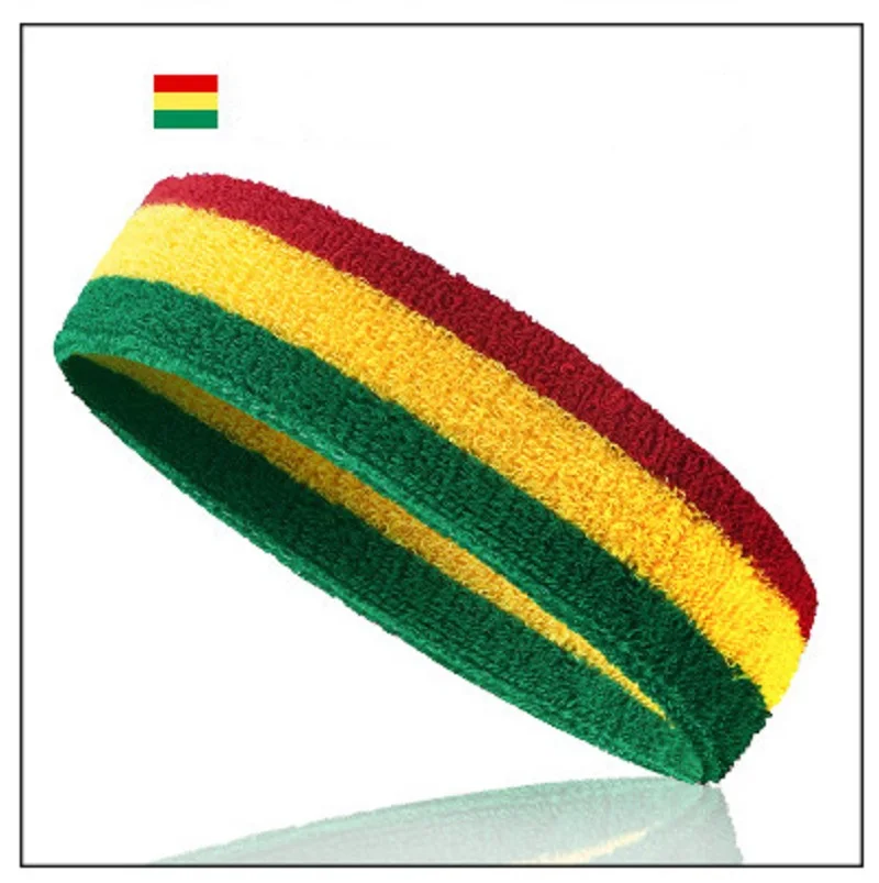 Towel material high eleastic  color strip sports sweat absorbing hesdband hairband  Running cycling outdoor sports sweatband