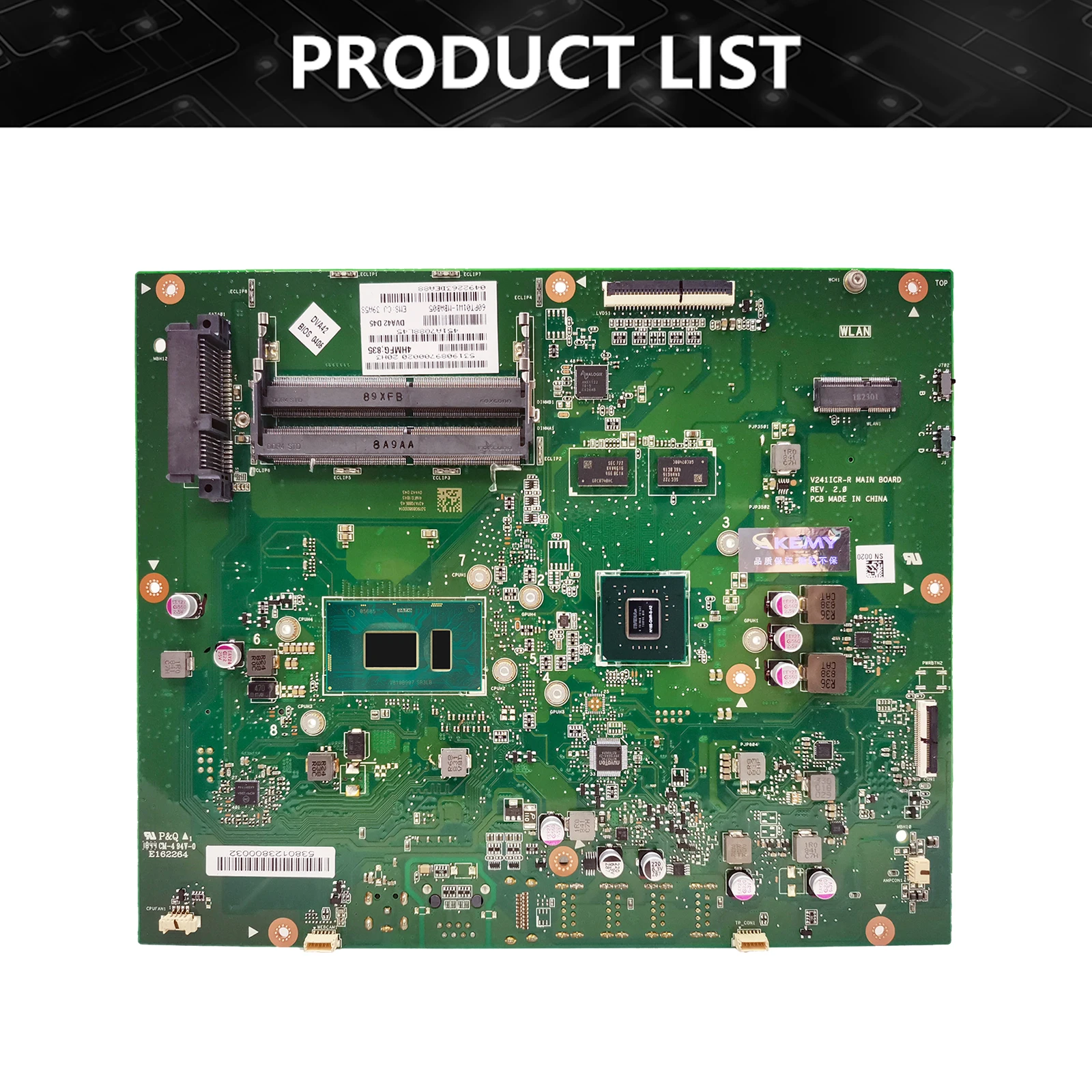 Placa-mãe v241ic para asus v241i v241ic placa principal da máquina tudo-em-um com 4405u 4415u i3 i5 i7 cpu 930mx testado ok