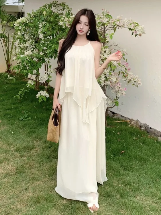 

Chic High Waist Midi Skirt And Soft Blouse Two Piece Set for Women Summer New Arrival Elegant Fashionable Women's Ensemble