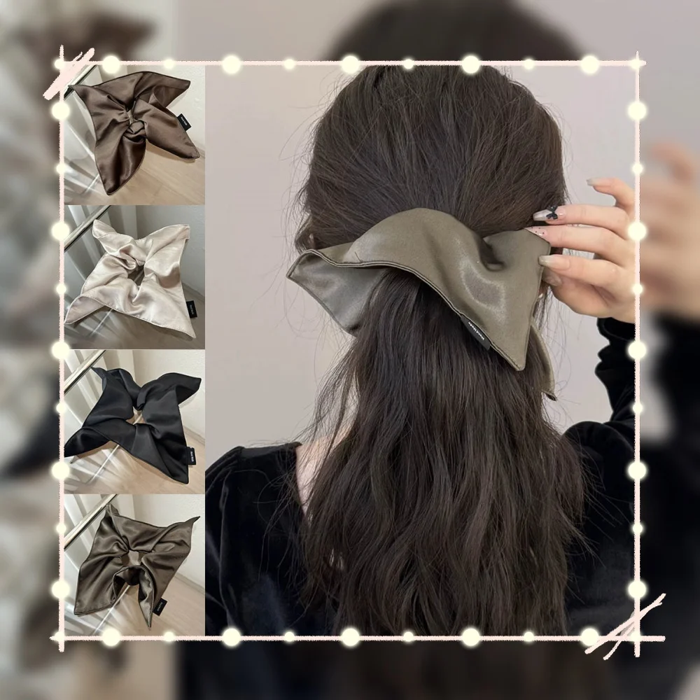 

Satin Silk Square Scrunchies Extra Large Tied Hair Rope Hair Accessories High Elastic Hair Band Ponytail Holder Large Hair Ties