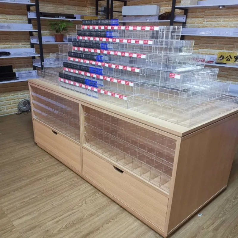 Pyramid pen holder supermarket stationery store upper and lower display stand trapezoidal pagoda transparent