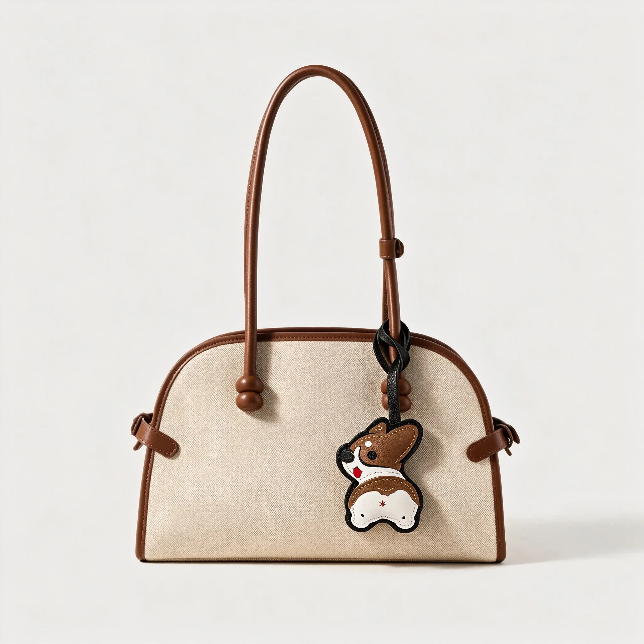 Handmade Leather Super Cute Corgi Dog Bag Charm with Funny Rear View - Hanging Ornament for Canvas Tote, Purse, Bags and Keyring