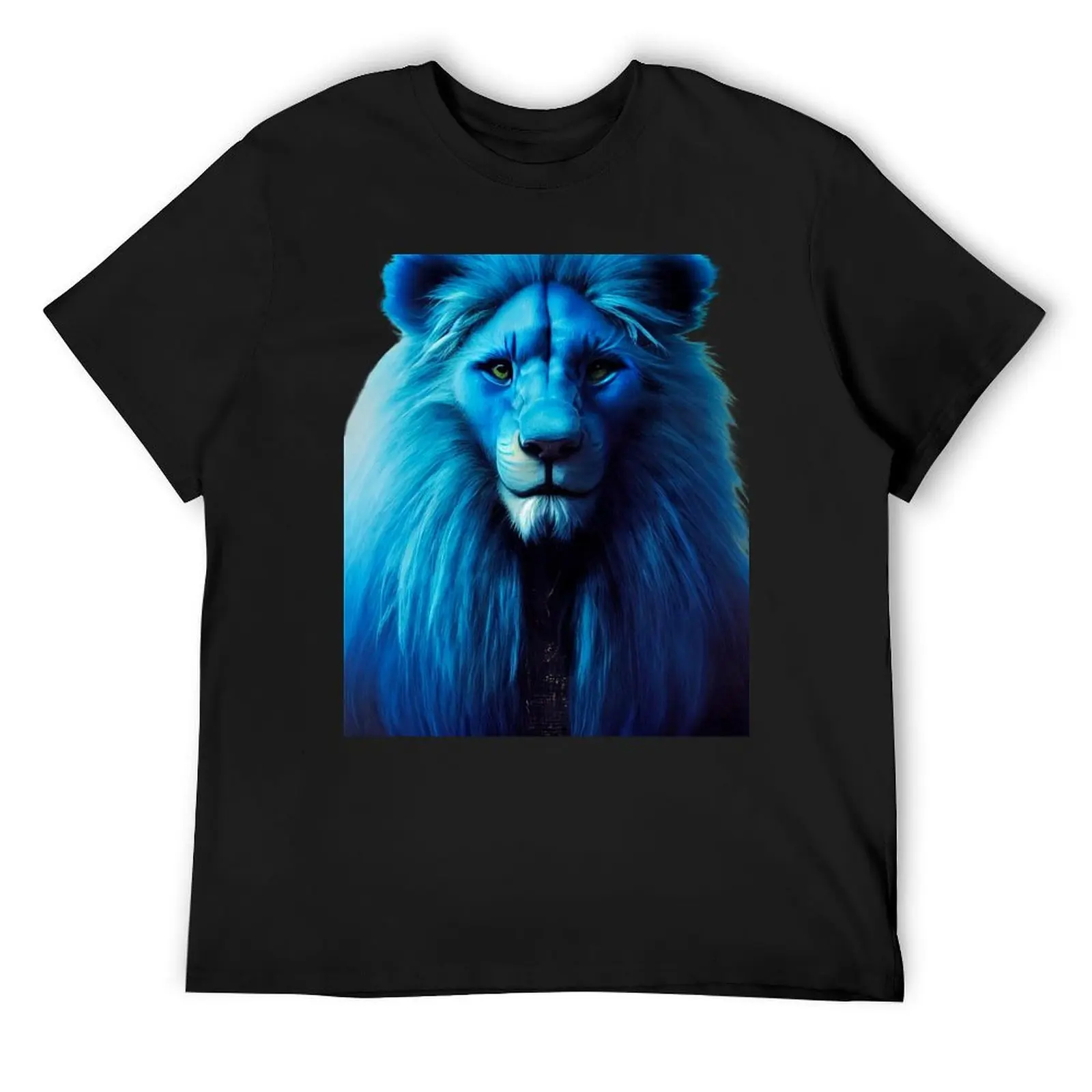 Blue lion face majestic Lion-animal lover T-Shirt cheap stuff man clothes blue archive shirts graphic tee mens white t shirts