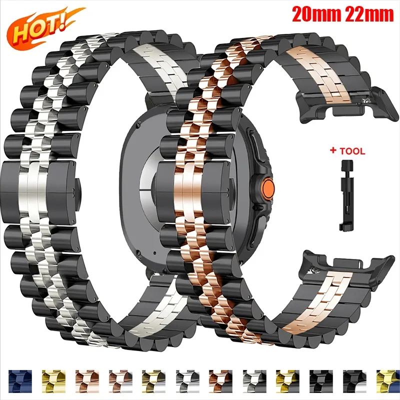 Neues 20 mm 22 mm Edelstahlarmband für Huawei Watch GT5 Pro GT4 46 mm Metall-Luxusband für Samsung Galaxy 7 6 44/40 mm Armband