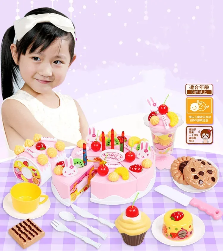 75pcs/set High Quality Can Cut the Birthday cake Dessert biscuit ice cream Candle Play house Interactive Toy baby best gift