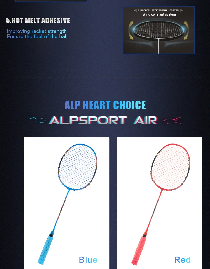 ALPSPORT AIR 10U Ultraleicht 52g T800 Badminton-Schläger Schneller Rebound Importiert Maximal 28lbs 100% Pro Kohlefaser + Titanium Schläger Für mittlere bis fortgeschrittene Spieler – Detail 13