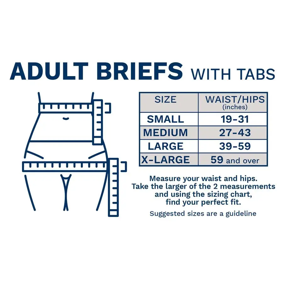 Ultra Incontinence Disposable Adult Diaper Brief Maximum Absorbency and Adjustable Tabs for Men and Women Medium Case, 60Count