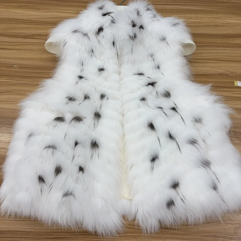 Women Real Fox Fur Strip Sewed Toghter Vest Natural Genuine Fur Gilet Luxury Stand Collar Sleeveless Winter Fur Waistcoat