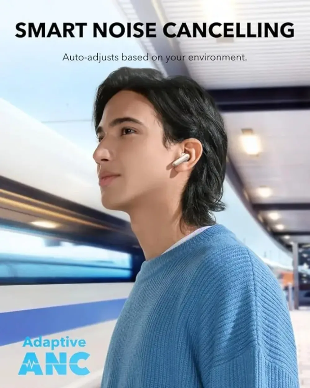 Soundcore P40i Over Ear Adaptive ANC Headphones Bluetooth 5.3 LDAC Hi-Res 60H Playtime Foldable Wireless Headset With Mic view 3