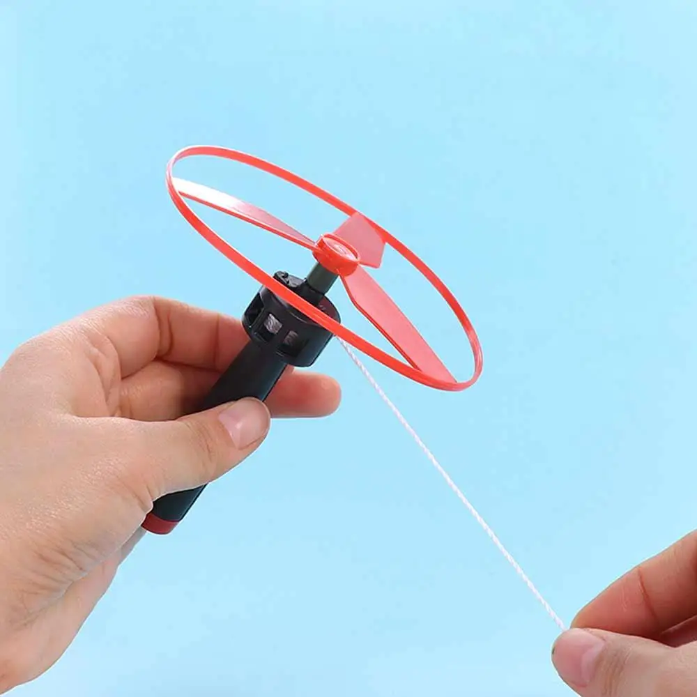 Pull String Pull String Flying Disc Flying Spin Top Hand-push Propeller Helicopter Outdoor Random Color Colorful