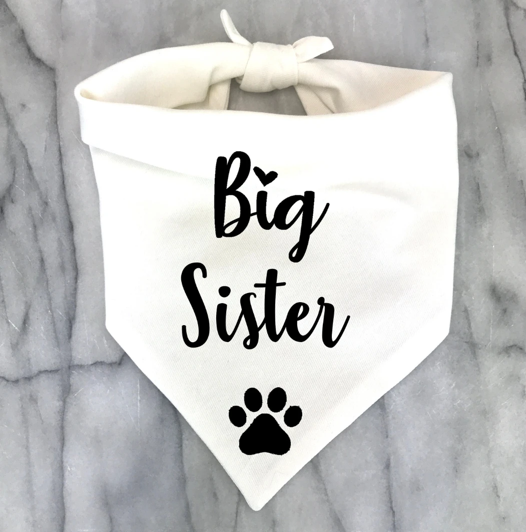 Pañuelo para perros Big Sister, pañuelo para perros Big Brother, anuncio de embarazo, embarazada, pañuelo sobre el cuello, anuncio de bebé