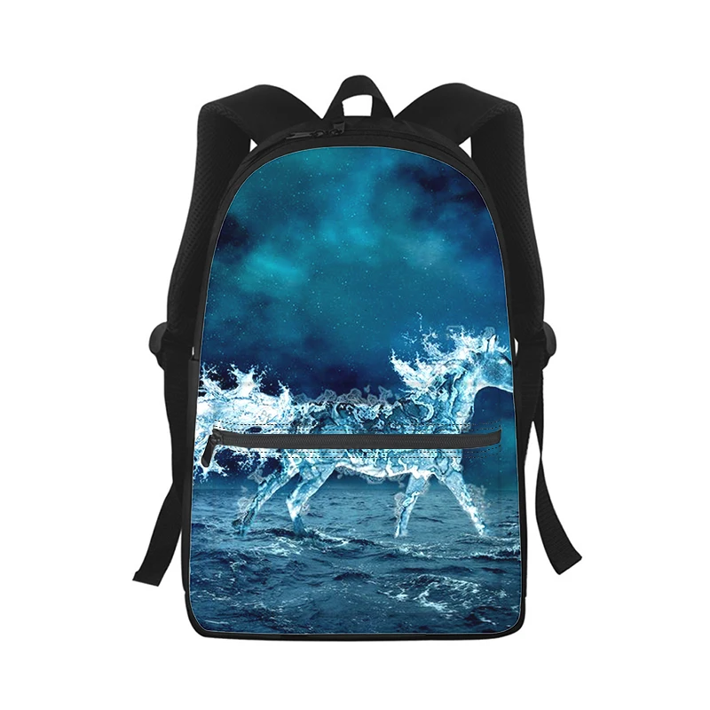 Cavalo masculino feminino mochila impressão 3d moda estudante saco de escola portátil mochila crianças viagem bolsa de ombro